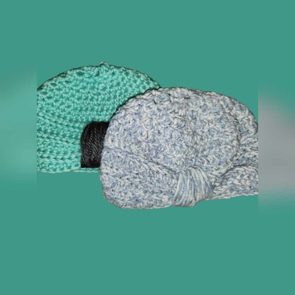 Kids Teal and Black Knit Hats (2 Pack)